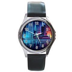 Digital Art Artwork Illustration Vector Buiding City Round Metal Watch