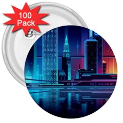 Digital Art Artwork Illustration Vector Buiding City 3  Buttons (100 Pack) 