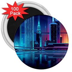 Digital Art Artwork Illustration Vector Buiding City 3  Magnets (100 Pack)