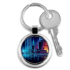 Digital Art Artwork Illustration Vector Buiding City Key Chain (round) by Maspions