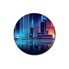 Digital Art Artwork Illustration Vector Buiding City Magnet 3  (round)