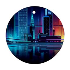 Digital Art Artwork Illustration Vector Buiding City Round Ornament (two Sides) by Maspions