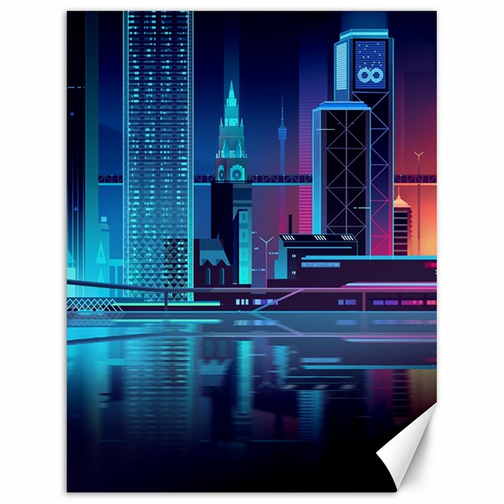 Digital Art Artwork Illustration Vector Buiding City Canvas 18  x 24 