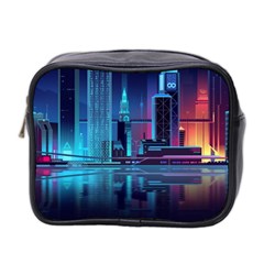 Digital Art Artwork Illustration Vector Buiding City Mini Toiletries Bag (two Sides)