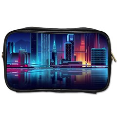 Digital Art Artwork Illustration Vector Buiding City Toiletries Bag (one Side)