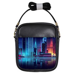 Digital Art Artwork Illustration Vector Buiding City Girls Sling Bag