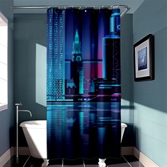 Digital Art Artwork Illustration Vector Buiding City Shower Curtain 36  X 72  (stall)  by Maspions