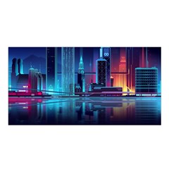 Digital Art Artwork Illustration Vector Buiding City Satin Shawl 45  X 80 