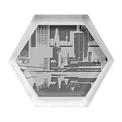 Digital Art Artwork Illustration Vector Buiding City Hexagon Wood Jewelry Box by Maspions