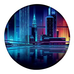 Digital Art Artwork Illustration Vector Buiding City Round Glass Fridge Magnet (4 Pack) by Maspions