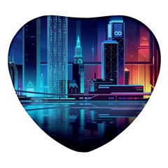 Digital Art Artwork Illustration Vector Buiding City Heart Glass Fridge Magnet (4 Pack) by Maspions