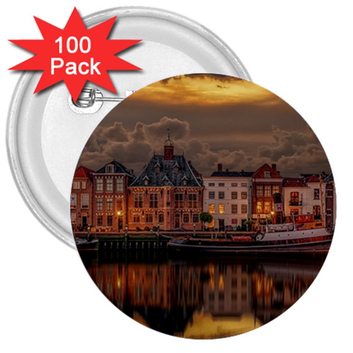 Old Port Of Maasslui Netherlands 3  Buttons (100 pack) 