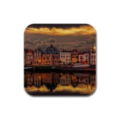 Old Port Of Maasslui Netherlands Rubber Square Coaster (4 Pack) by Maspions