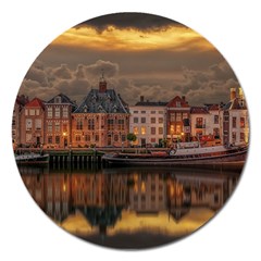 Old Port Of Maasslui Netherlands Magnet 5  (round)