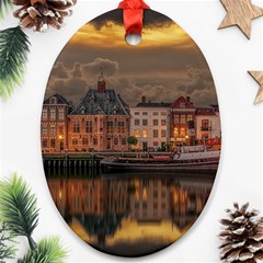 Old Port Of Maasslui Netherlands Oval Ornament (two Sides) by Maspions