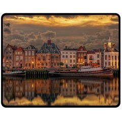 Old Port Of Maasslui Netherlands Fleece Blanket (medium)