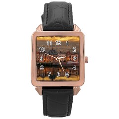 Old Port Of Maasslui Netherlands Rose Gold Leather Watch  by Maspions