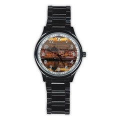 Old Port Of Maasslui Netherlands Stainless Steel Round Watch by Maspions