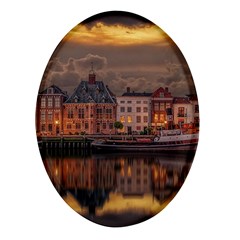 Old Port Of Maasslui Netherlands Oval Glass Fridge Magnet (4 Pack)