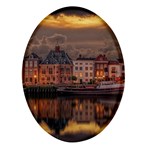 Old Port Of Maasslui Netherlands Oval Glass Fridge Magnet (4 pack) Front