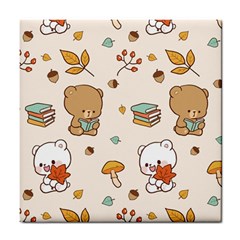 Bear Cartoon Background Pattern Seamless Animal Tile Coaster