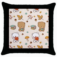 Bear Cartoon Background Pattern Seamless Animal Throw Pillow Case (black)