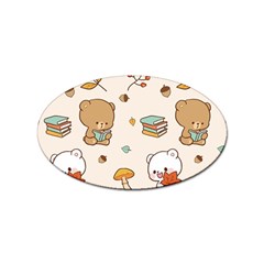 Bear Cartoon Background Pattern Seamless Animal Sticker (oval)