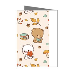 Bear Cartoon Background Pattern Seamless Animal Mini Greeting Cards (pkg Of 8)