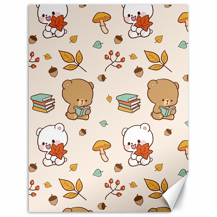 Bear Cartoon Background Pattern Seamless Animal Canvas 12  x 16 