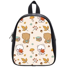 Bear Cartoon Background Pattern Seamless Animal School Bag (small)