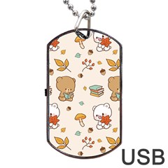 Bear Cartoon Background Pattern Seamless Animal Dog Tag Usb Flash (two Sides)