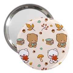 Bear Cartoon Background Pattern Seamless Animal 3  Handbag Mirrors