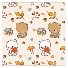 Bear Cartoon Background Pattern Seamless Animal Square Satin Scarf (36  X 36 )