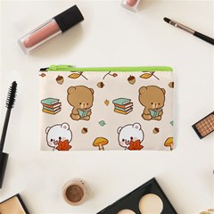 Bear Cartoon Background Pattern Seamless Animal Cosmetic Bag (xs)