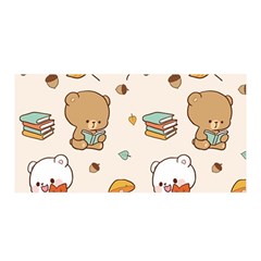 Bear Cartoon Background Pattern Seamless Animal Satin Wrap 35  X 70  by Maspions