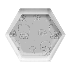 Bear Cartoon Background Pattern Seamless Animal Hexagon Wood Jewelry Box