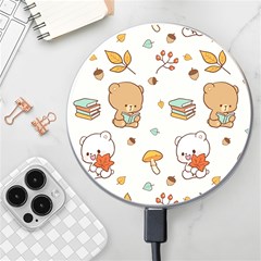 Bear Cartoon Background Pattern Seamless Animal Wireless Fast Charger(white)