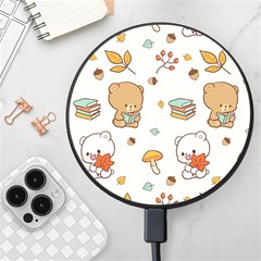 Bear Cartoon Background Pattern Seamless Animal Wireless Fast Charger(black) by Maspions