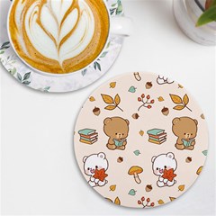 Bear Cartoon Background Pattern Seamless Animal Uv Print Round Tile Coaster