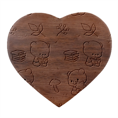 Bear Cartoon Background Pattern Seamless Animal Heart Wood Jewelry Box by Maspions