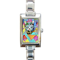 Kitten Cat Pet Animal Adorable Fluffy Cute Kitty Rectangle Italian Charm Watch