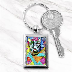 Kitten Cat Pet Animal Adorable Fluffy Cute Kitty Key Chain (rectangle)