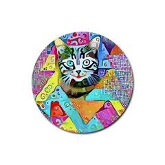 Kitten Cat Pet Animal Adorable Fluffy Cute Kitty Rubber Coaster (round) by Maspions