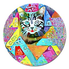 Kitten Cat Pet Animal Adorable Fluffy Cute Kitty Magnet 5  (round) by Maspions