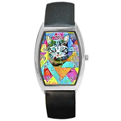 Kitten Cat Pet Animal Adorable Fluffy Cute Kitty Barrel Style Metal Watch