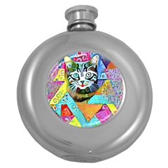 Kitten Cat Pet Animal Adorable Fluffy Cute Kitty Round Hip Flask (5 Oz)