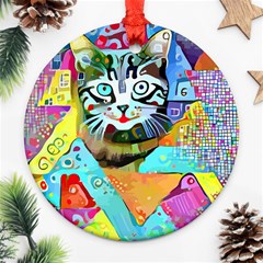 Kitten Cat Pet Animal Adorable Fluffy Cute Kitty Round Ornament (two Sides)