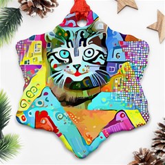 Kitten Cat Pet Animal Adorable Fluffy Cute Kitty Snowflake Ornament (two Sides)