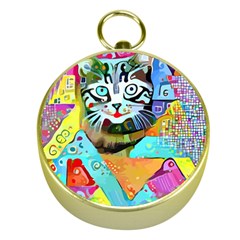 Kitten Cat Pet Animal Adorable Fluffy Cute Kitty Gold Compasses by Maspions