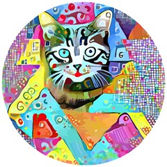 Kitten Cat Pet Animal Adorable Fluffy Cute Kitty Wooden Puzzle Round